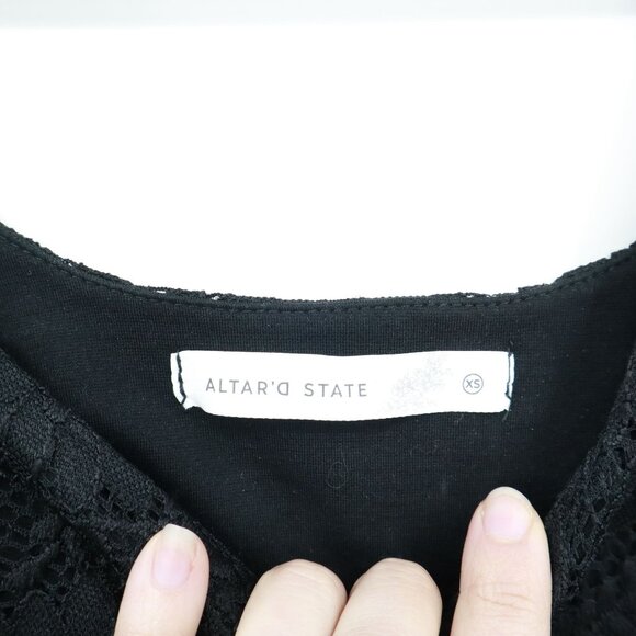 Altar'd State Boho Top Women XS Black Witchy Gypsy Whimsigoth Milkmaid Romantic - Picture 2 of 16